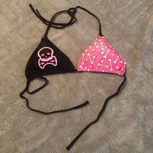 Lovesick black and pink bikini top